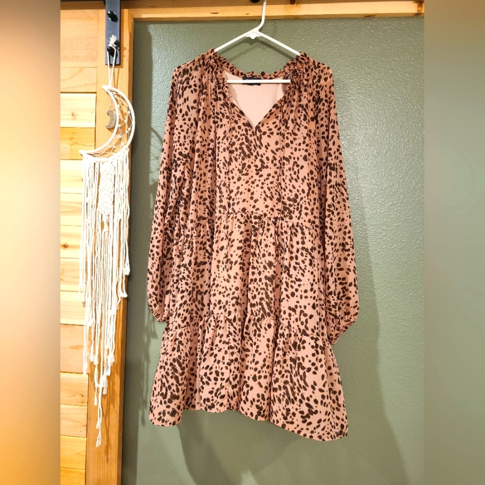 Dusty pink with brown spotted dress